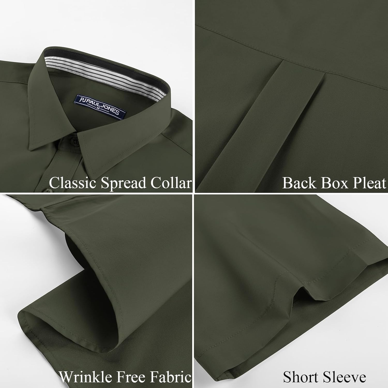 PJ PAUL JONES Mens Short Sleeve Dress Shirts Stretch Wrinke Free Untucked Business Casual Button Down Shirt Regular Fit - Image 7