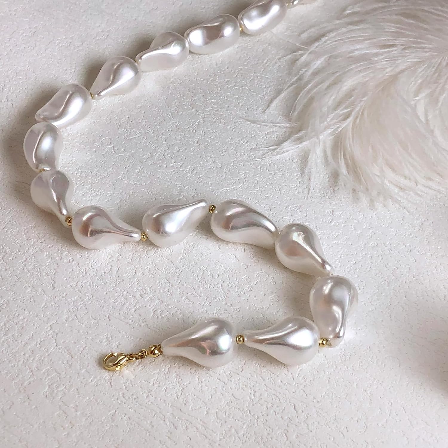 Zeffy 14K Gold/Silver Plated Chunky Thick Chain Toggle Clasp Necklace Dainty Baroque Pearl/Heart/Cross/Turquoise Pendant Necklace - Image 4