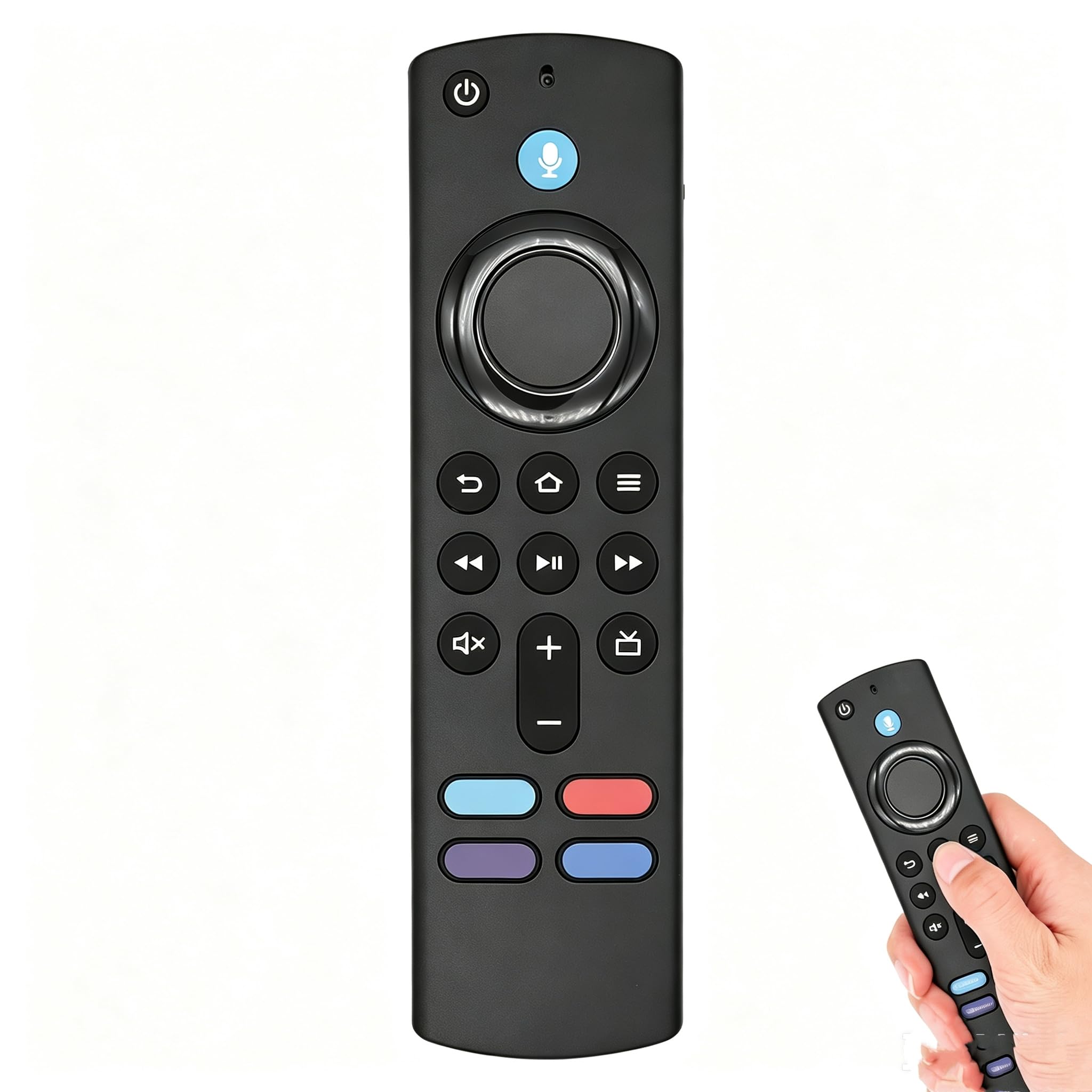 Zastępczy pilot głosowy do Smart TV Stick (2./3. Gen, 4K, 4K Max, Lite, HD) i Smart TV Cube (2/3. generacji) z Bluetooth i 4 programowalnymi przyciskami do szybkiego dostępu