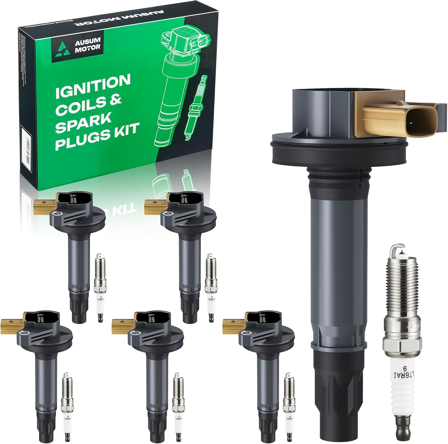 DG549 Ignition Coil Packs & SP534 Iridium Spark Plugs 2011 2012 2013 2014 2015 2016 2017 Fit for F150 Flex Taurus Explorer & Lincoln MKS MKT Navigator 3.5L Turbo, Spark Plugs Coil Packs UF646 Set of 6