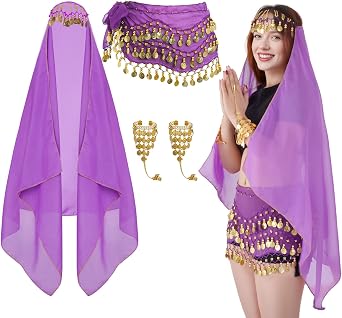 Tayfremn 4Pcs Gypsy Costume Women Halloween Gypsy Outfit Accessories Belly Dancer Costumes Women Pirate Accessories