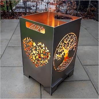 shareplus24 FT01 Large Square Fire Barrel with Plug-In Assembly and Easy Cleaning
