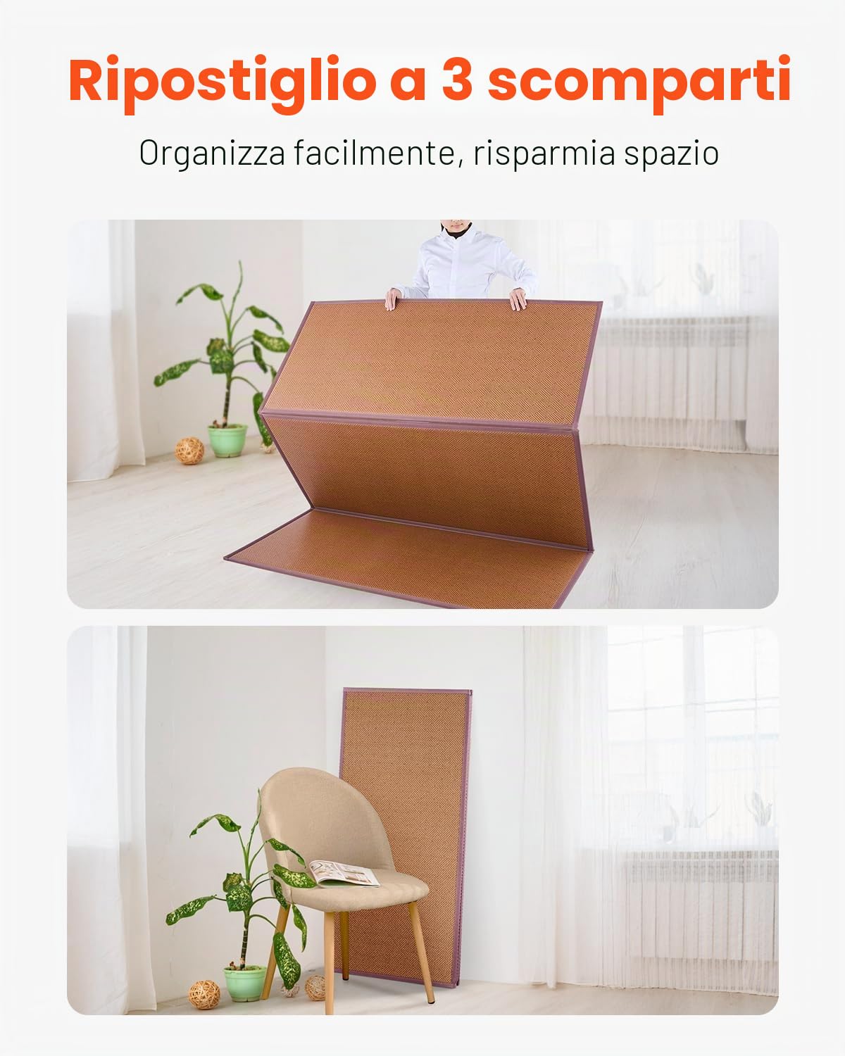 VEVOR Tappetino Tatami, Materasso Pieghevole in Rattan Naturale Intrecciato a Mano, Antiscivolo e Facile da Pulire, Tappetino Traspirante Estivo per Meditazione Yoga 2032 x 1397 x 13 mm