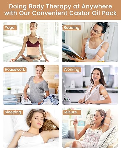 Miniatura 9 de FourSeas Paquete de aceite de ricino, 8 unidades de aceite de ricino de franela de algodón orgánico para desintoxicación del hígado, alivia la