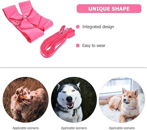 Miniatura 6 de POPETPOP Juego de arnés y correa de microfibra rosa para perro, XL, ajustable, sin tirones, a prueba de escape, diseño integrado, cómodo, para