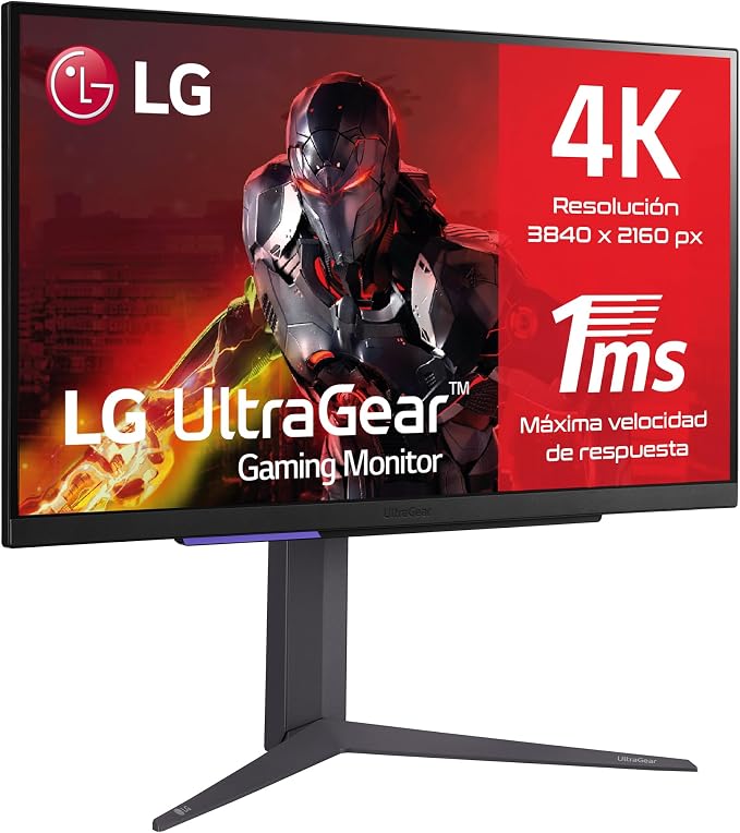LG 27GR93U-B - Monitor Gaming Ultragear, 27", IPS, 3840x2160, 16:9, 1 ms/NVIDIA G-Sync/AMD FreeSync Premium/Hexagon Lighting, No Curvo, No Pivotable, Negro