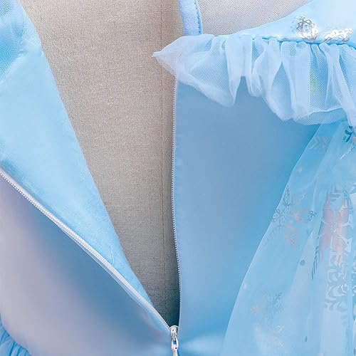 Miniatura 5 de FMYFWY Disfraz de princesa Elsa Frozen para niñas, disfraz de Halloween, Navidad, fiesta de cumpleaños, vestido de tul con accesorios