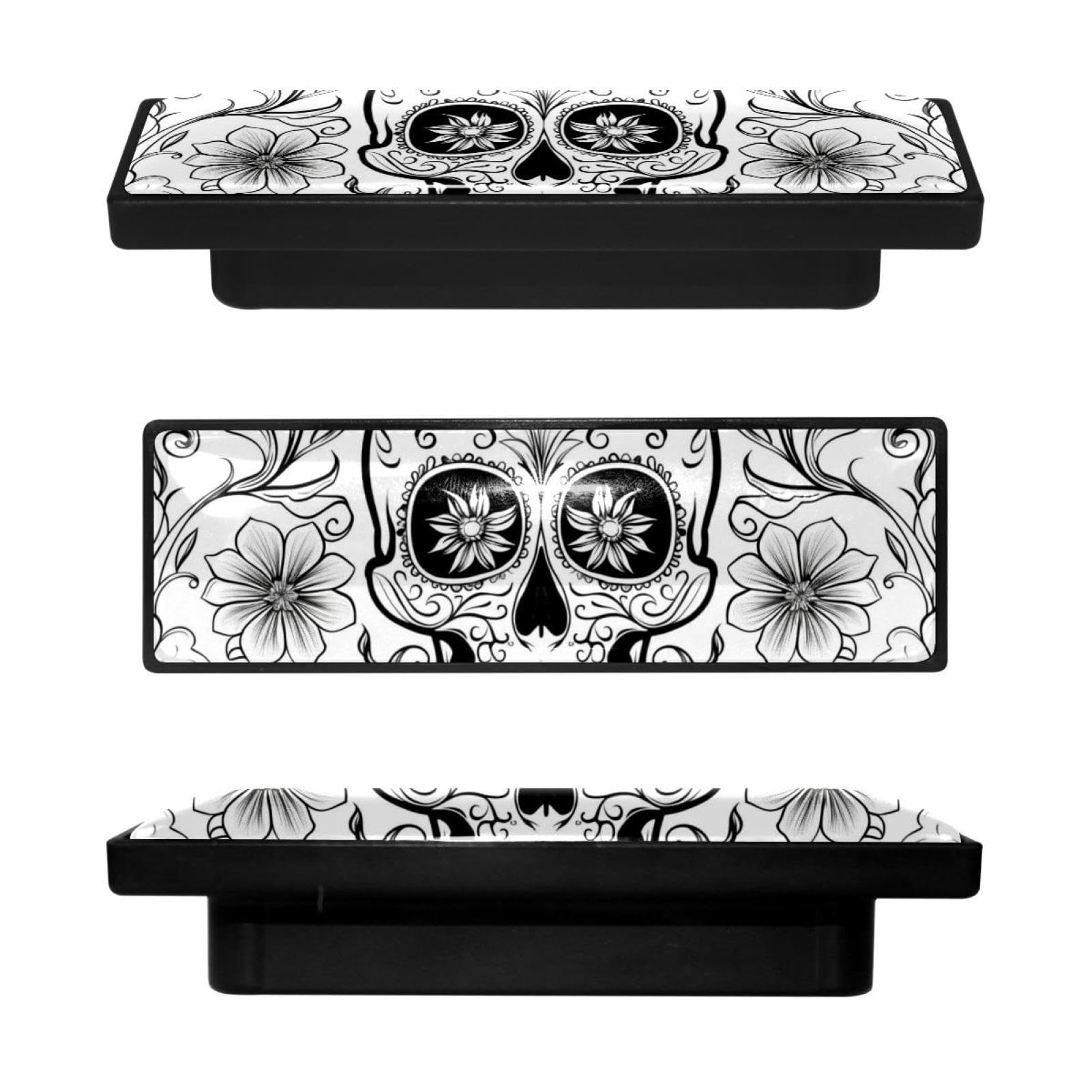 Boutons de placard de cuisine originaux rectangulaires avec tête de mort pour commode