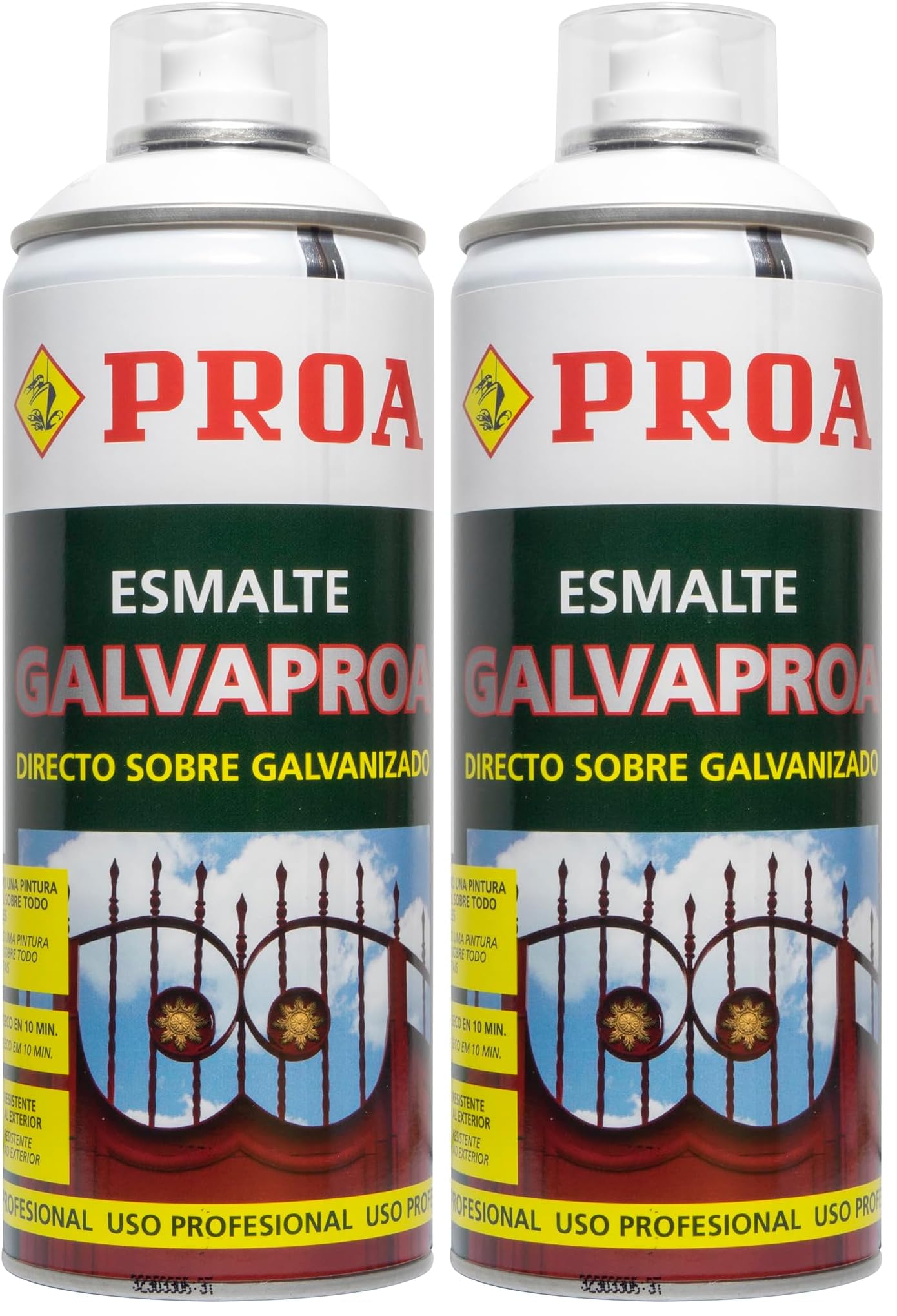 Spray galvanizado directo RAL 7016 PROA GALVAPROA en gris antracita pack de 2 botes de 400 ml