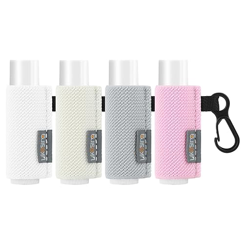 Likesing Soporte para Bálsamo Labial, 4 Piezas Soporte para Chapstick con Clip para Mochilas, Funda Elástica para Bálsamo Labial Regalos para Amigos