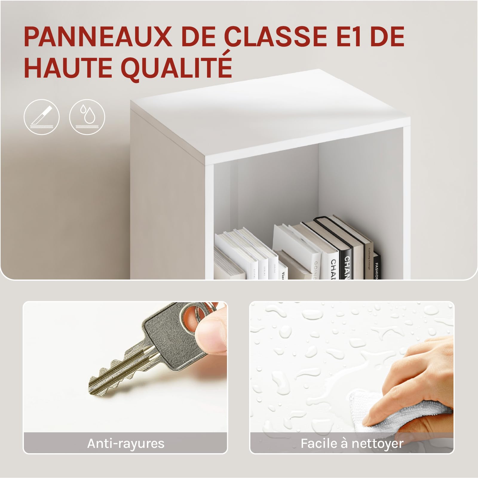WOLTU Bibliothèque Étagère Colonne, Bibliothèque Verticale | avec 3 Compartiments Ouverts, 2 Tiroirs et 1 Casier, avec Étagère Réglable, Blanc, 30x24x158cm