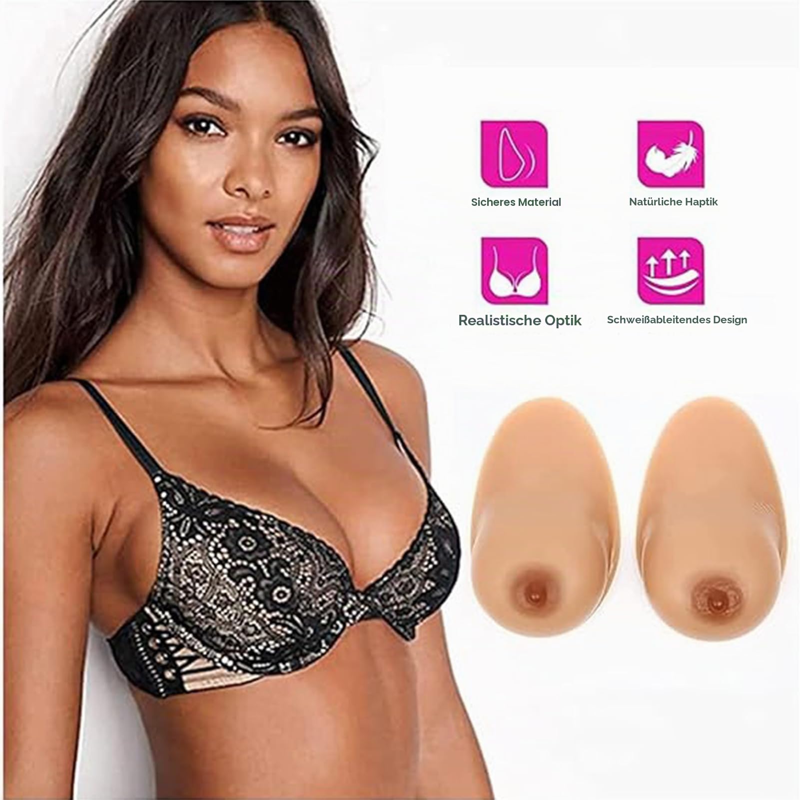 Silikonbrüste/künstliche Brüste, selbstklebend, realistisch, 1 Paar B-EE-Körbchenbrüste für Mastektomie, Prothese, Crossdress, Transvestit, Cosplay,Suntan,EE|Cup (1600g/Pair)