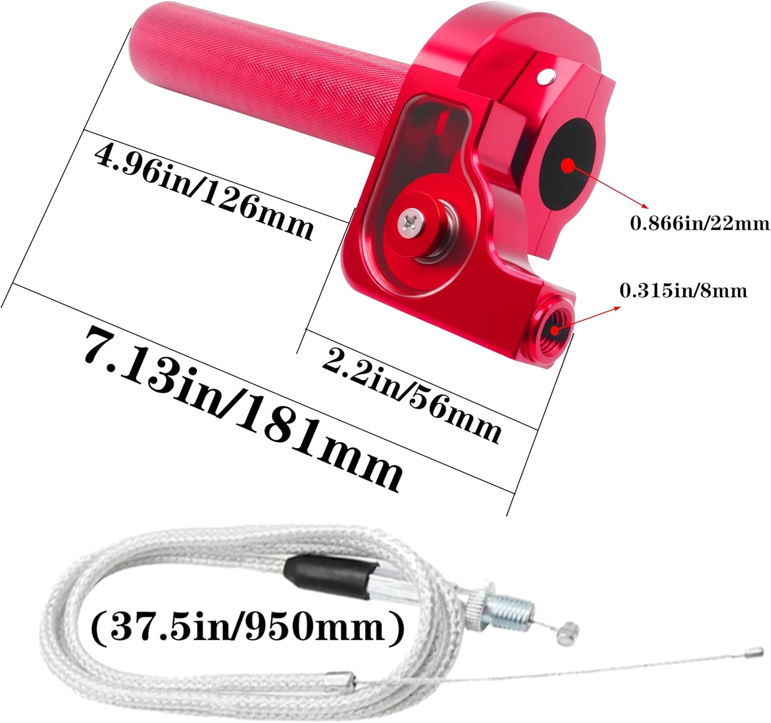 Motorcycle Throttle Assembly,7/8" Quick Twist Throttle Grips with Throttle Cable Aluminum Alloy Universal for CRF KLX SSR TTR 110 125 150 250cc Dirt Pit Bike ATV Mini Bike