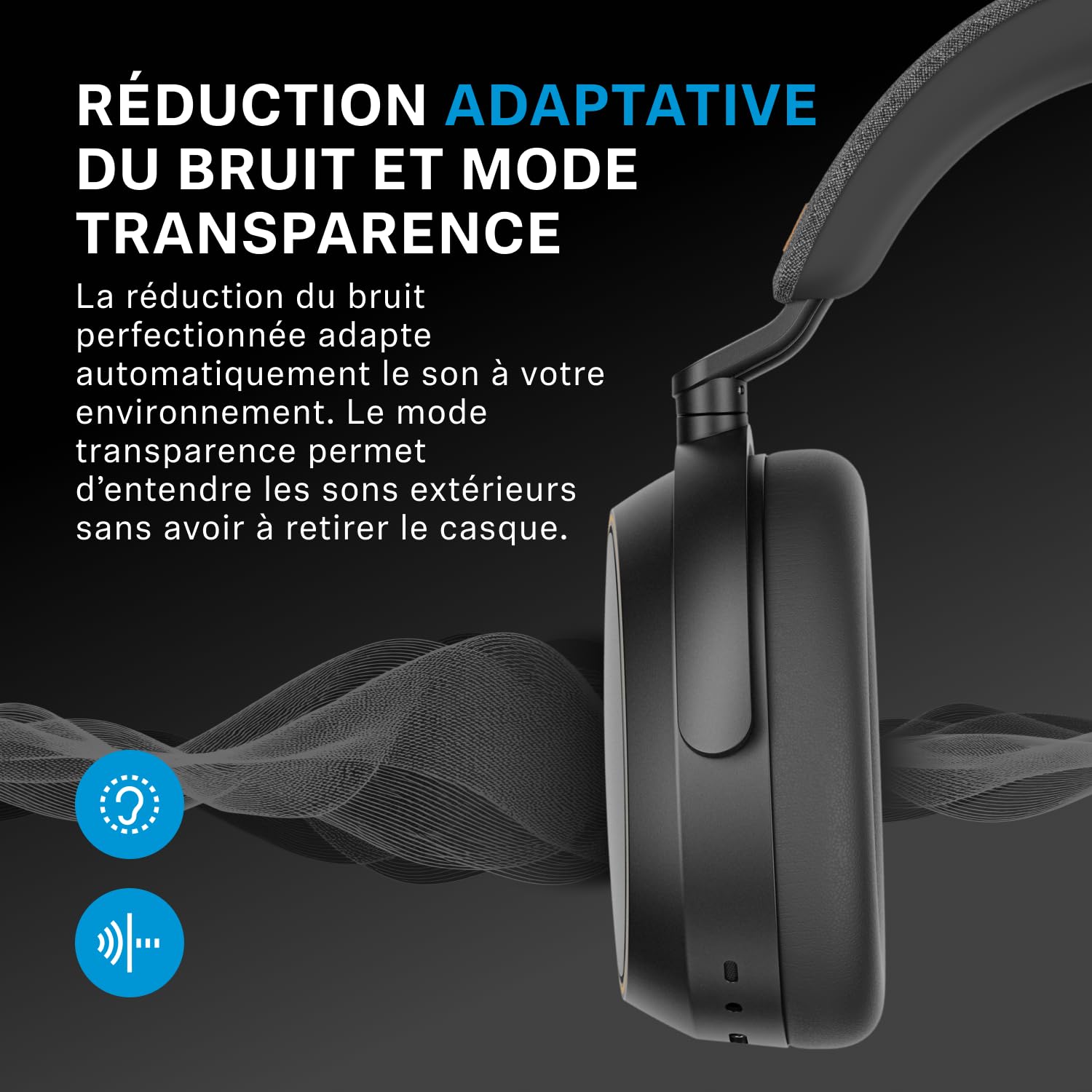 Sennheiser MOMENTUM 4 Casque Sans Fil à Réduction de Bruit, Casque Bluetooth pour Appels d'une Clarté Cristalline avec ANC Adaptatif, Casque Over Ear, 60 Heures d'Autonomie, Design Pliable, Noir