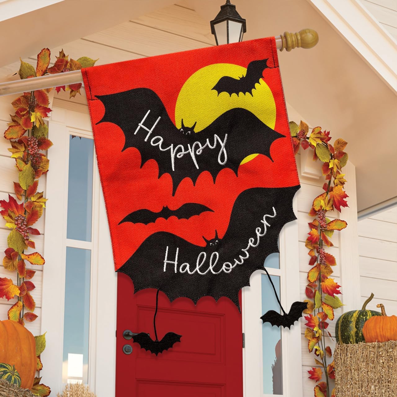 Briarwood Lane Happy Halloween Bats Burlap House Flag