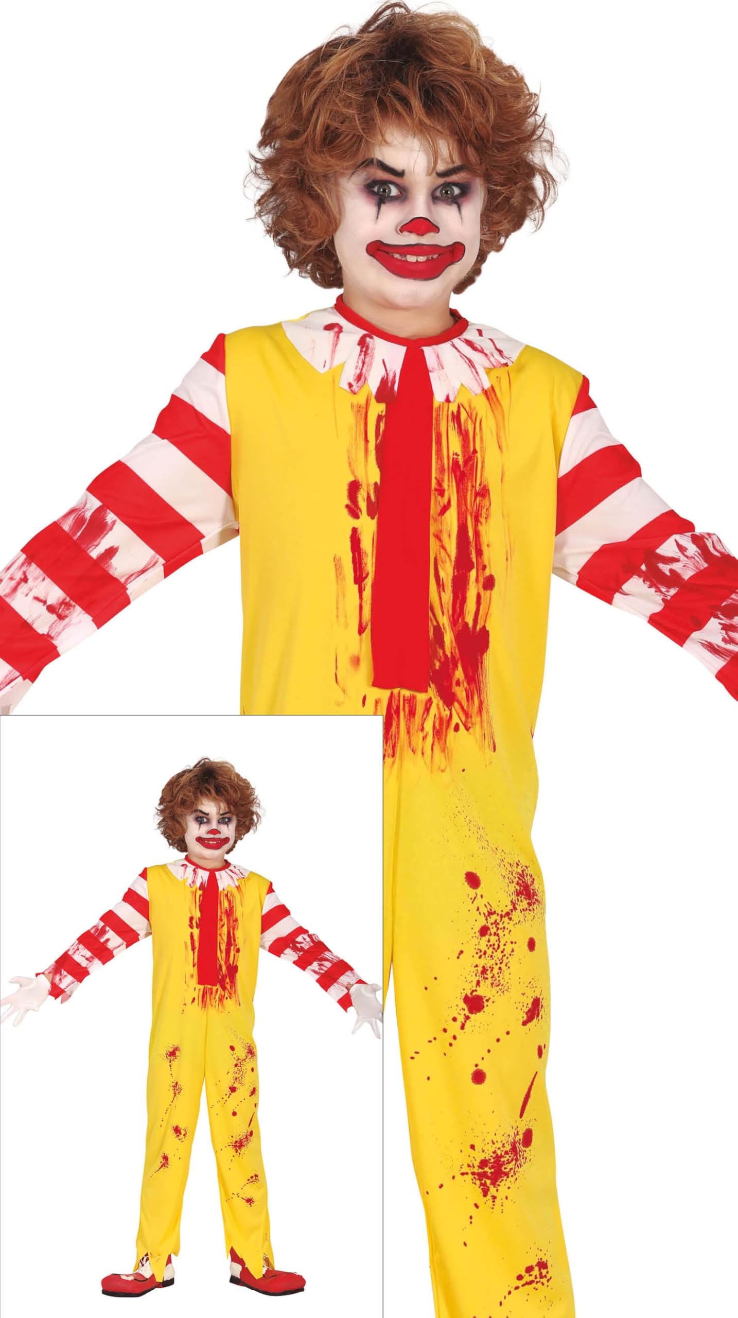 FIESTAS GUIRCA Mr McKiller Boys Fancy Dress Costume - Bloody Yellow Killer Clown - Boys Halloween Costumes Age 3-4 Years