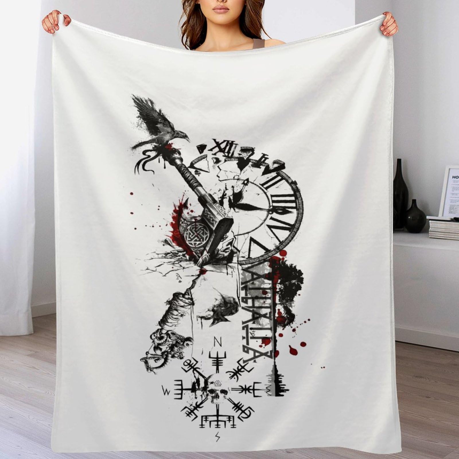 Couverture Viking douce flanelle jeté de lit chaud et léger décoration intérieure 180x200