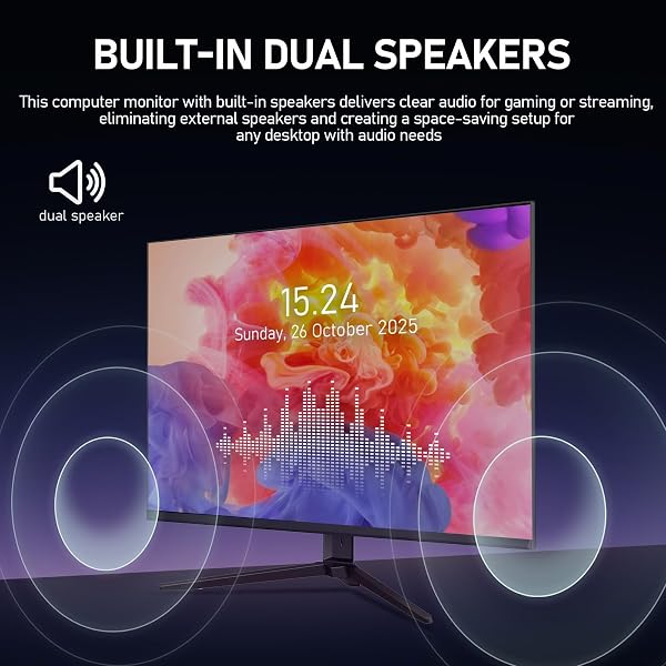Gawfolk Gaming Monitor 28.5 Inch 4K 60Hz, IPS PC Screen with Speaker 3840 x 2560P, Computer Monitor with FreeSync, HDMI, DisplayPort, 178° Wide Viewing Angle, Supports VESA 75 x 75 mm - 2