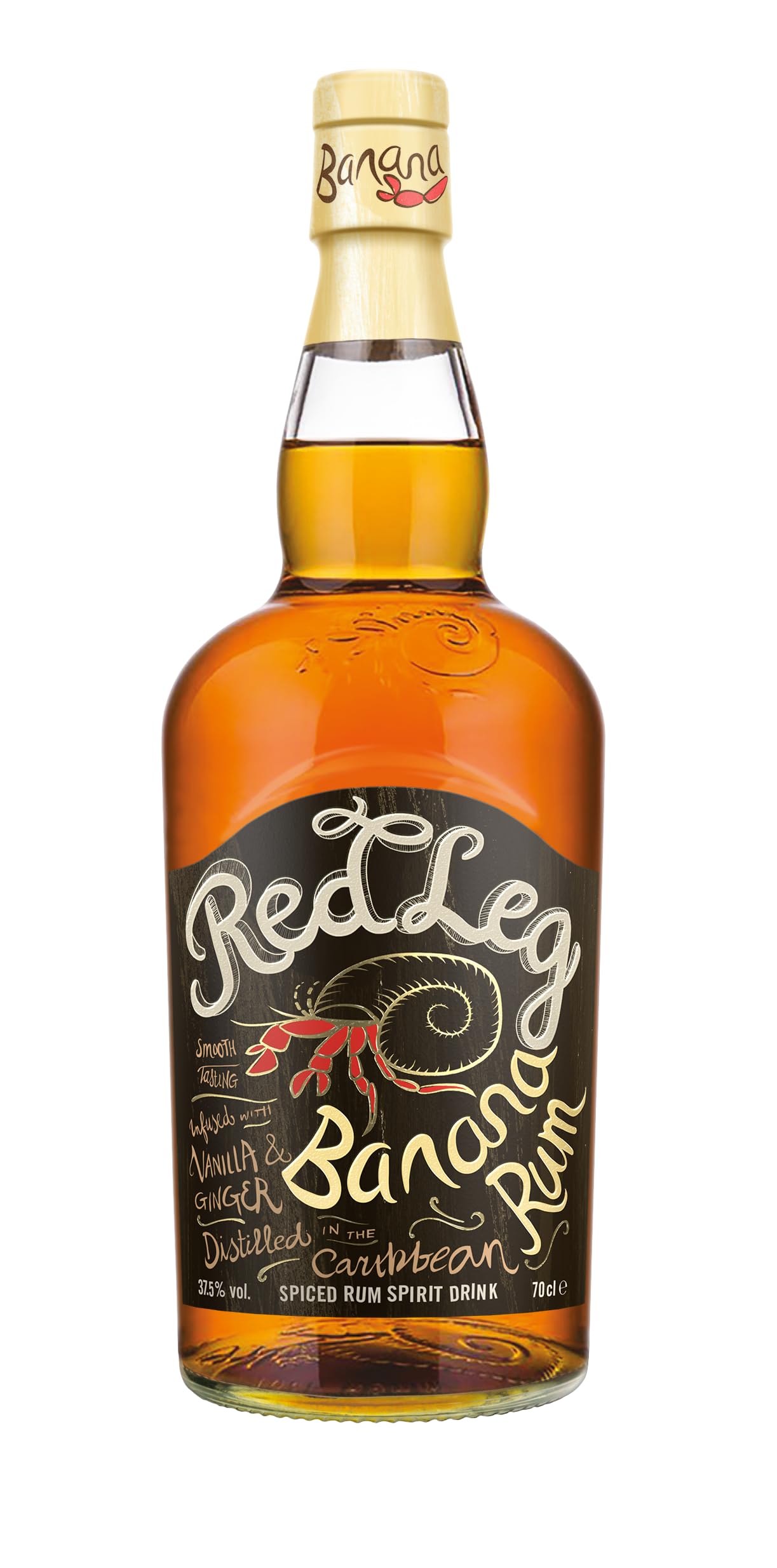 RedLeg Banana Rum - Premium Aged Caribbean Spiced Rum Infused with Banana, 70cl
