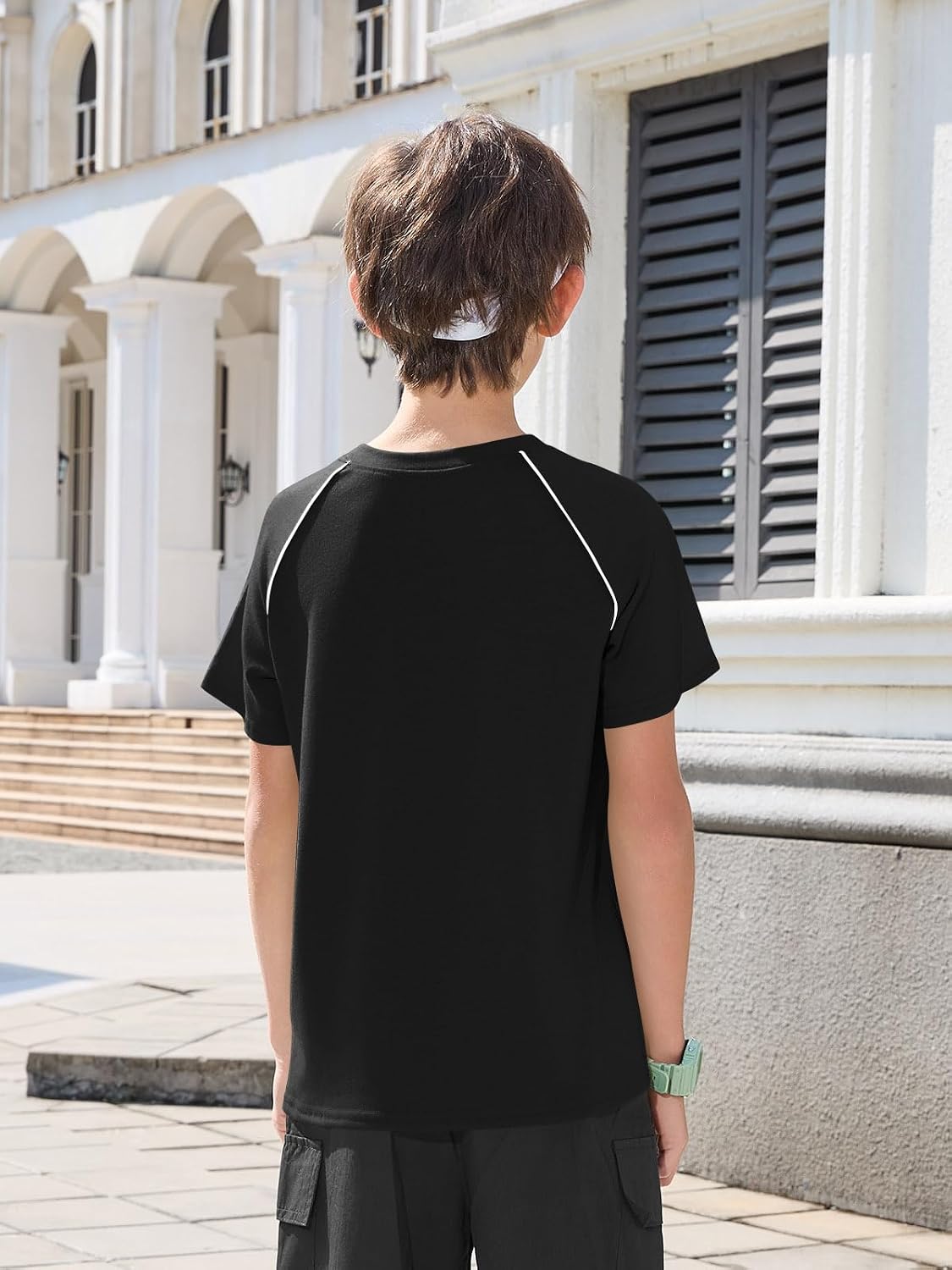 Haloumoning Boys Short Sleeve Raglan T-Shirts Kids Summer Crewneck Basic Tees Casual Tops 5-14 Years