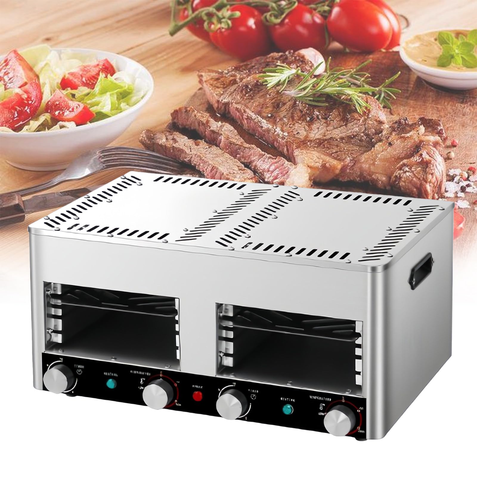 Bezdymny elektryczny grill na podczerwień do użytku wewnątrz pomieszczeń,dostarczany z tacą do grillowania i grillem,800℃ Komercyjny piec do steków do gotowania steków,kurczaka i warzyw,B-220V