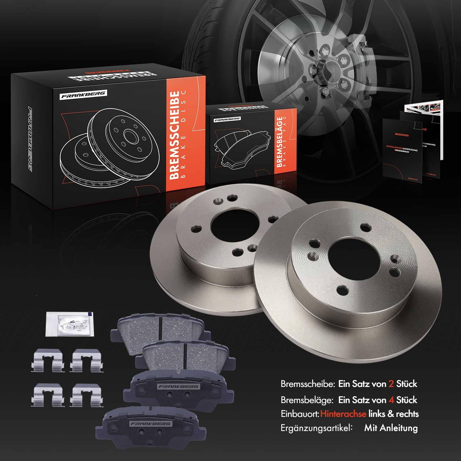 Frankberg Klocki hamulcowe tarcze hamulcowe kompatybilne z i10 2019-2025 Rear Brake Rotors + zestaw 2 par zamienników # 583021RA30