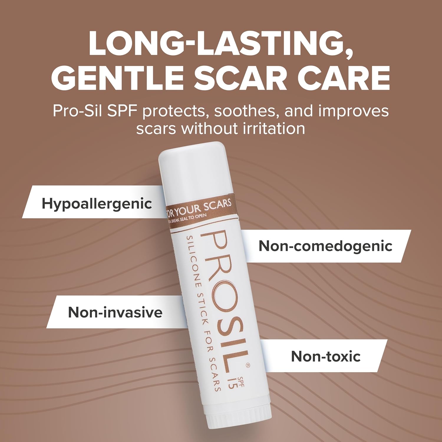 ProSil Silicone Scar Gel Stick with SPF 15 – Patented Scar Treatment in a Mess-Free, Compact Glide-On Stick - Made from Premium-Grade Silicone - Gentle on All Skin Types, Including Kids - 17g