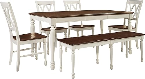Miniatura 22 de Crosley Furniture Shelby - Juego de mesa de comedor tradicional de 7 piezas para 6, mesas de comedor con sillas de cocina, color blanco envejecido