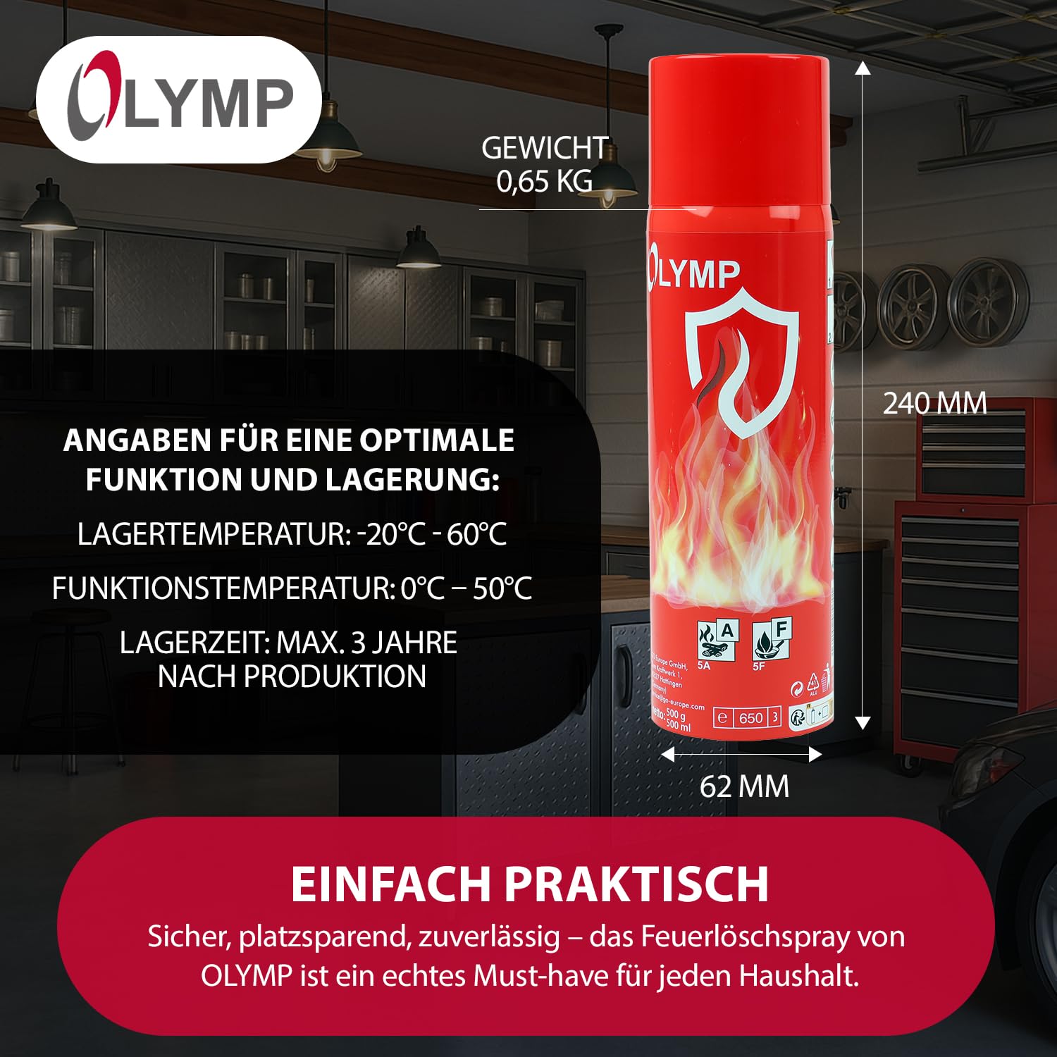 Olymp Feuerlösch Spray 2 Stück | Feuerlöschspray für Küche & Haushalt | Feuerlöscher Spray für Fettbrände | Löschspray für Zuhause | Feuerlöscher Dose Klein & Sicher | Feuerlöscher Wohnmobil