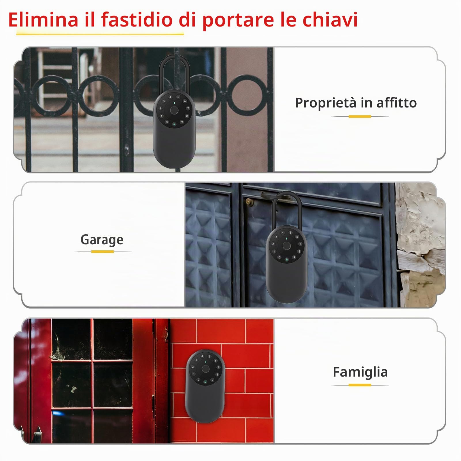 SEPOX Smart Key Lockbox, cassetta di sicurezza portatile e da parete per esterni, con Bluetooth e controllo tramite app, in alluminio resistente alle intemperie, gancio rimovibile, per Airbnb, ufficio