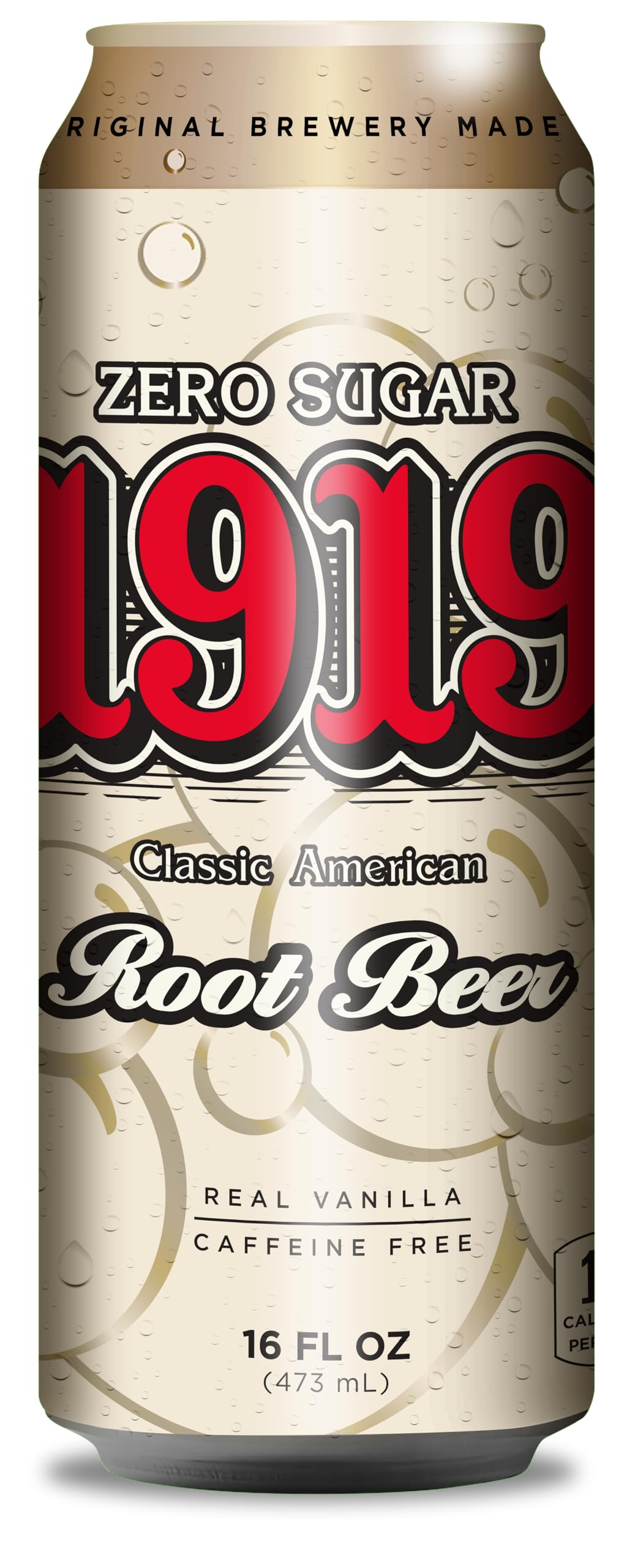1919 Zero Sugar Draft Root Beer Soda, 16oz Cans, Caffeine-Free, Sugar Free and Real Vanilla, Small Batch, Creamy, Full Bodied, Family-Founded, Birthday Parties, Sporting Events, Made in USA, 12-Pack