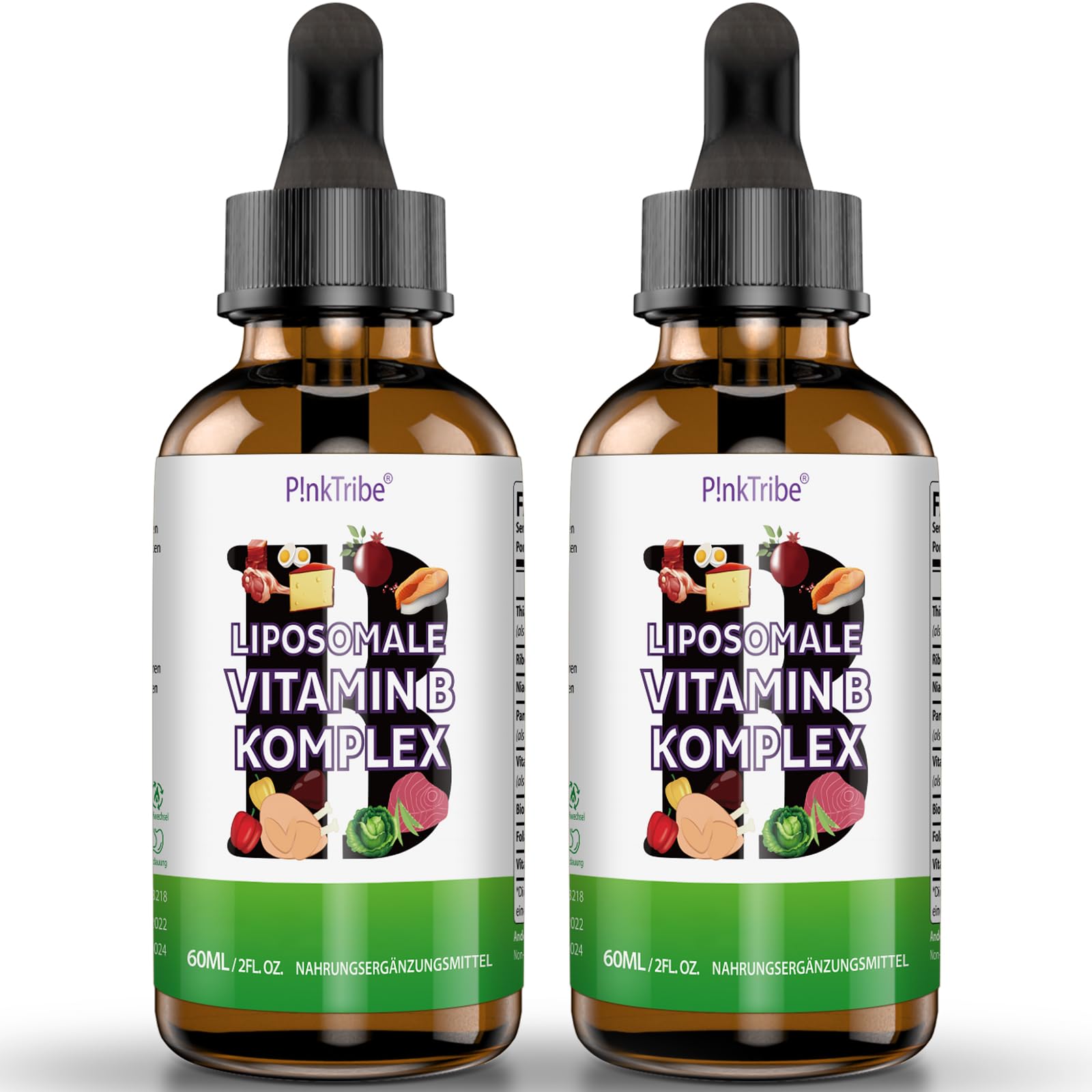 Vitamine B Complex - Complexe de Vitamines B Liposomales - Formule Liquide Haute Dose avec les 8 Vitamines B, Sans Additifs, 60 ml (Lot de 2)