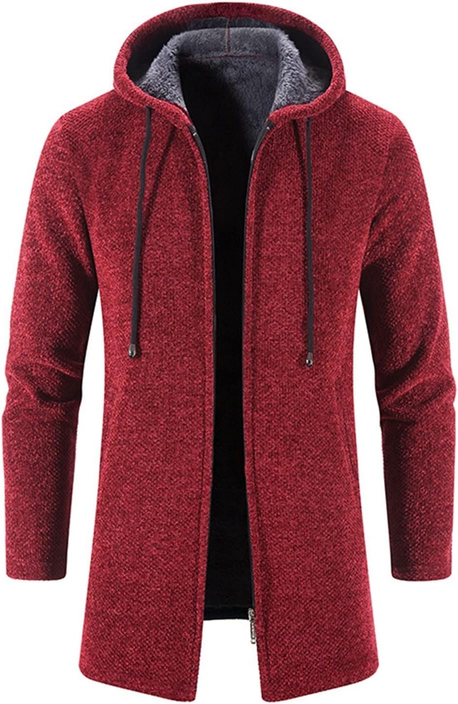 LIYUN Jacket Men's Short Coat, Wool Blend with Stand-up Collar, Slim Fit, Short Wool Coat, Business Men's Coat, Winter Coat, Winter Jacket, Transition Jacket(Wine red,Large)