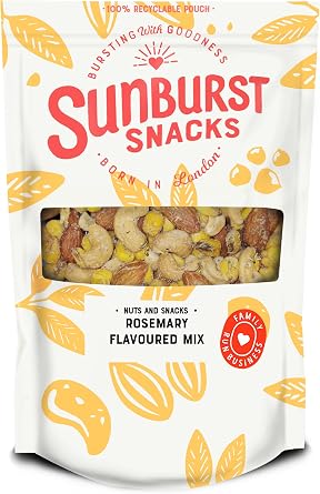 Sunburst Snacks Rosemary Roasted Nut Mix Almonds, Cashews, Corn Savoury Snack, Small Batch Crunchy Snack, Re-Sealable Recyclable Pouch, 1KG