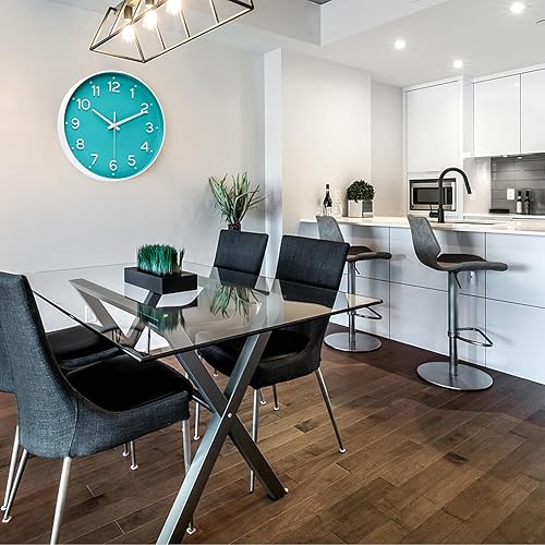 Miniatura 8 de MEIRED Reloj de pared de 12 pulgadas, silencioso sin tictac, funciona con pilas, reloj de pared redondo moderno y simple para el hogar, oficina,