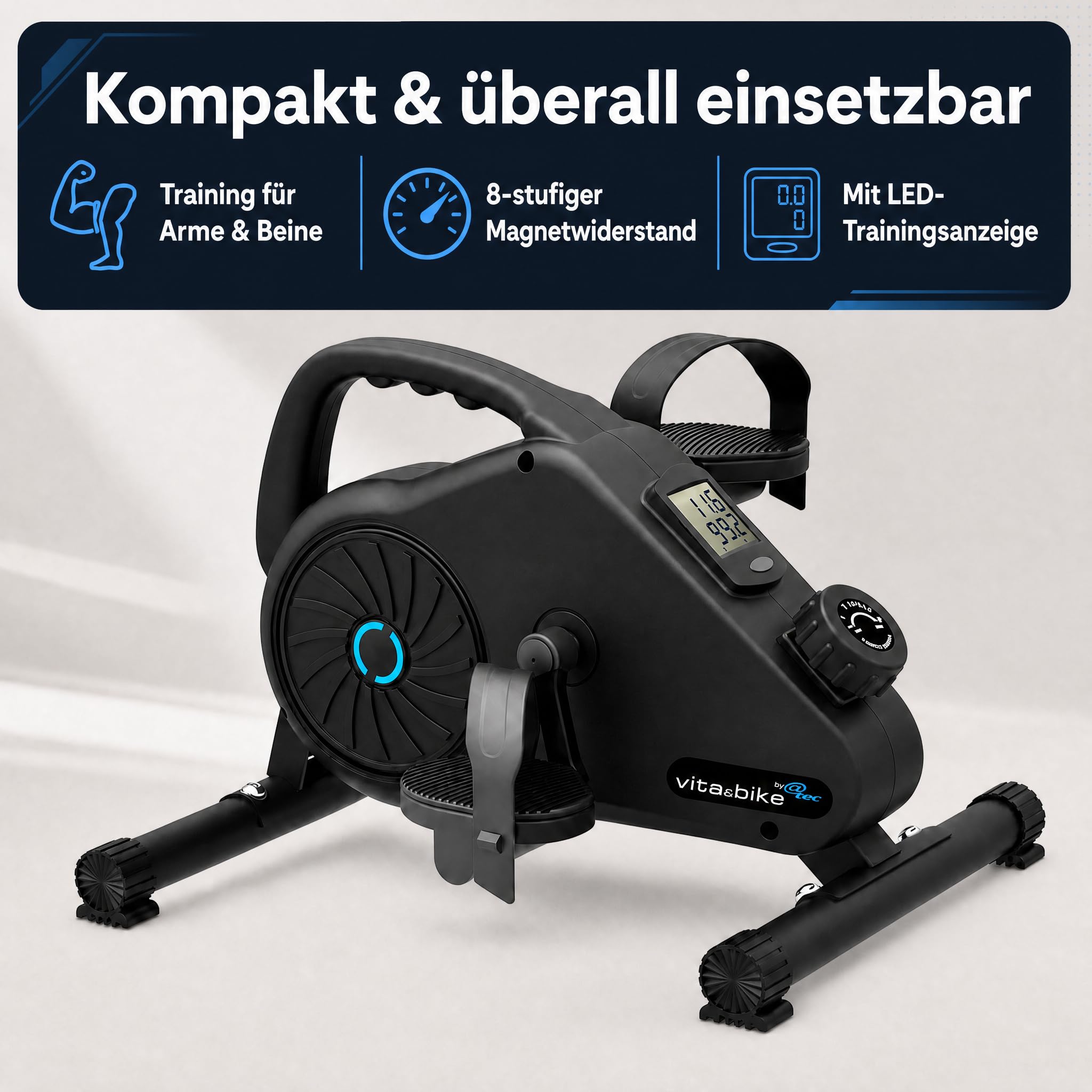 Vita&Bike Pedaltrainer, Heimtrainer für Arme & Beine, mit Trainingscomputer