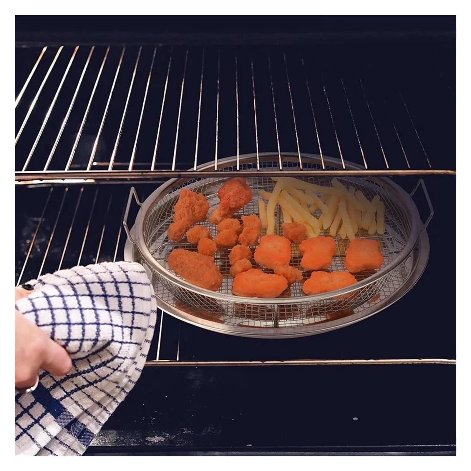 Sostituzione Cestello Rotondo For Friggitrice Ad Aria In Acciaio Inossidabile, Vassoio For Frutta E Verdura E Cestello Da 13 Pollici, Set Di Cestelli In Rete For Padella Ad Aria For Forno