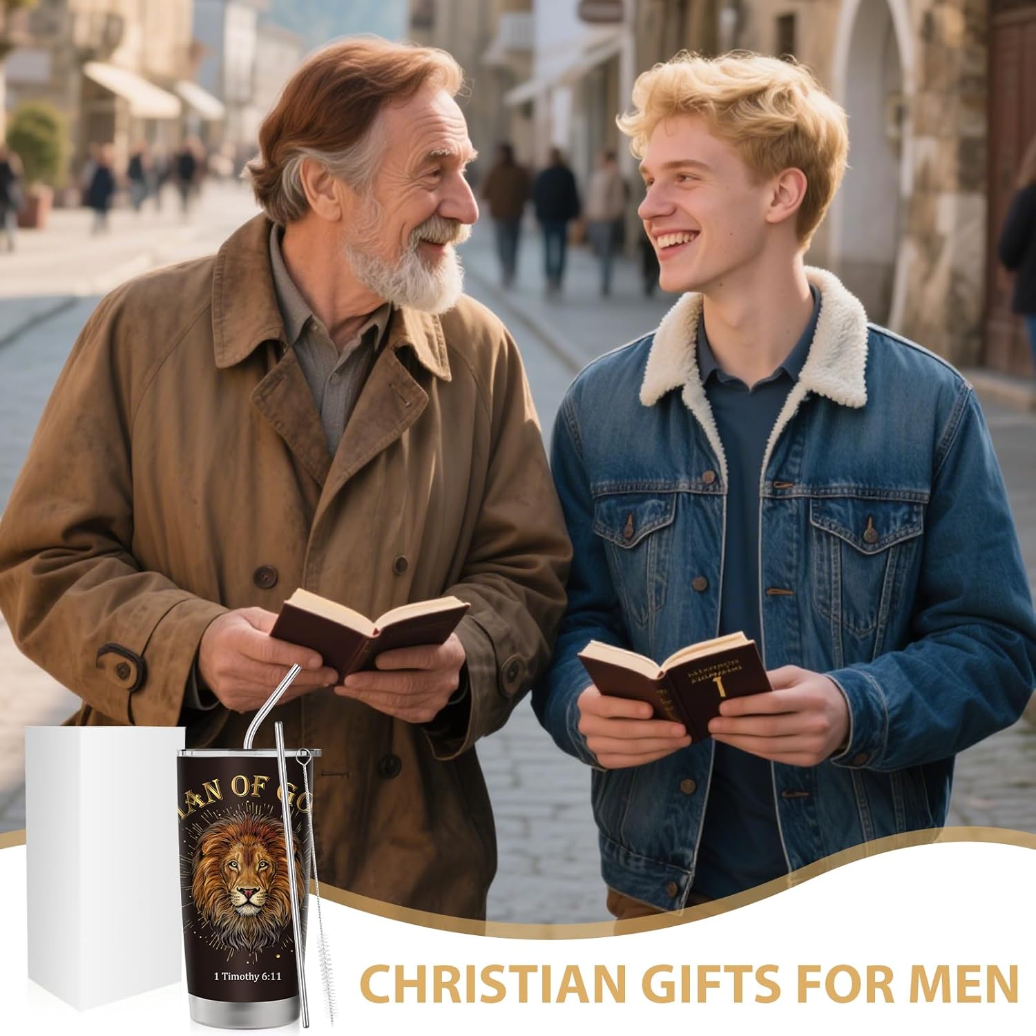 Christian Religious Gifts for Men: Bible Verse Stainless Steel Tumbler, Pastor Appreciation Gifts Man of God 20 OZ Coffee Cup, Faith Catholic Gift for Priest Dad Husband Birthday Christmas - Image 6