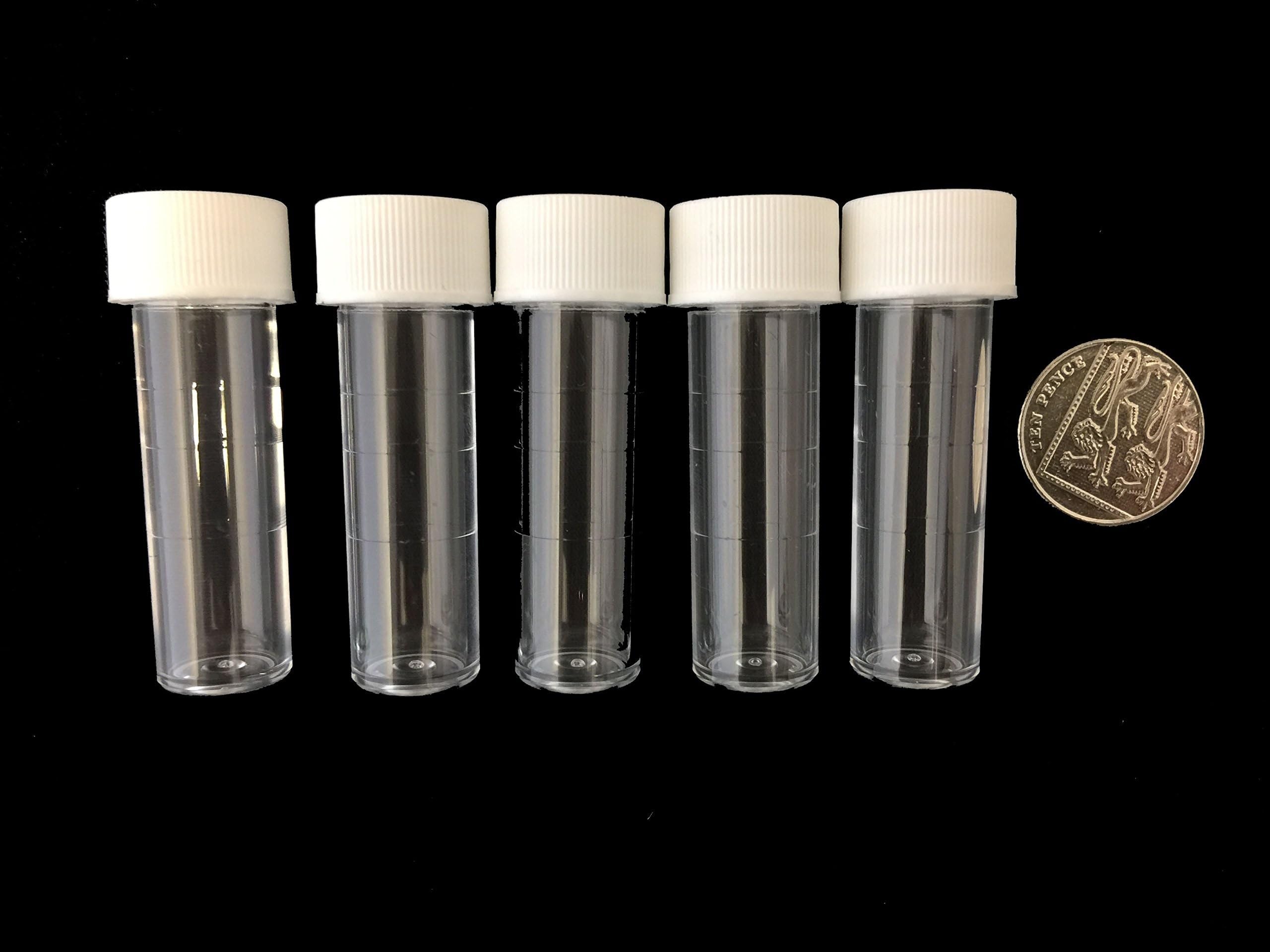 Provette in polistirene trasparente da 5ml con tappi a vite - Vial per campioni per hobbistica e laboratorio (Confezione da 10)(200)