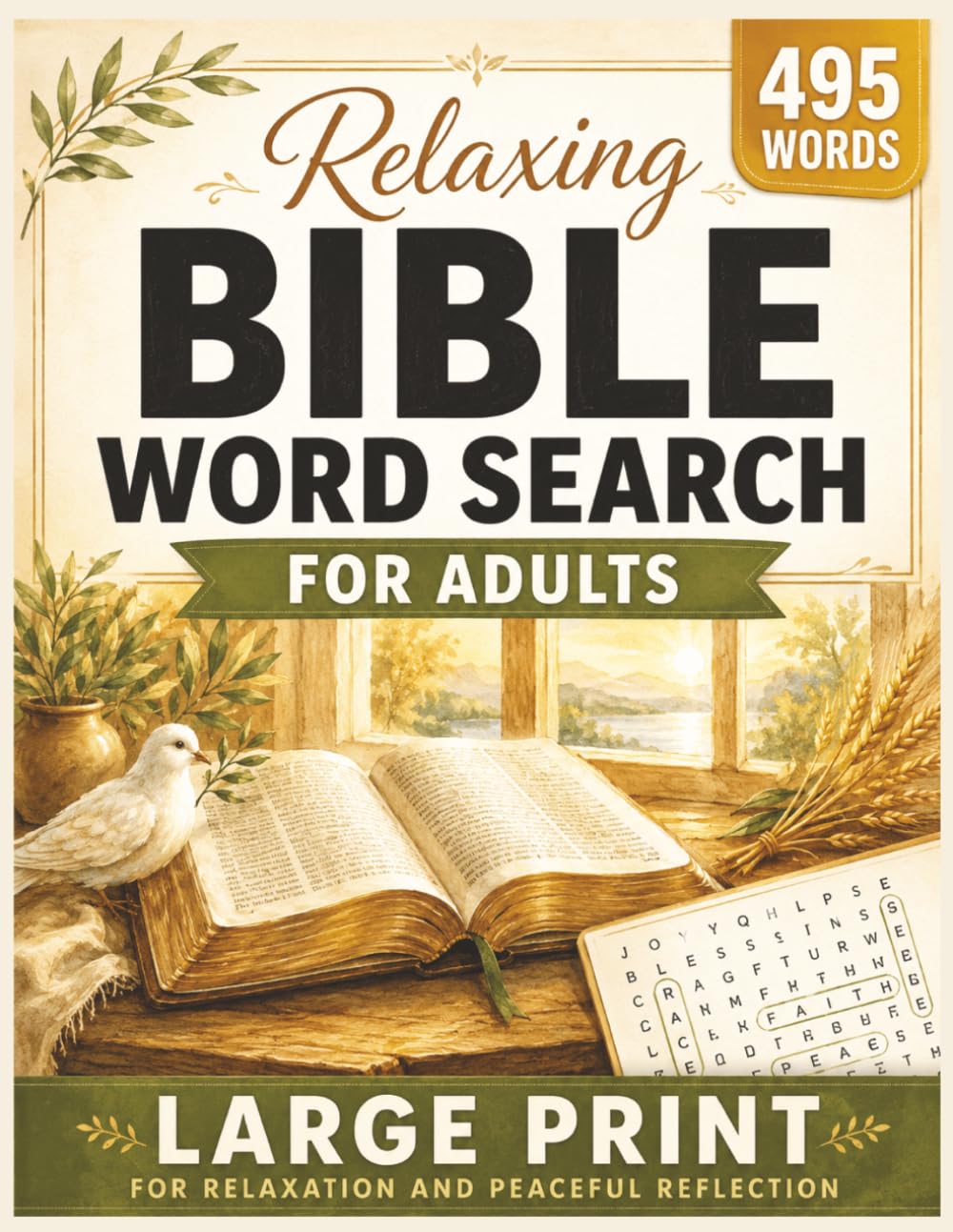 Bible Word Search for Adults & Seniors: Large Print Scripture Puzzles for Relaxation, Faith, and Peaceful Reflection — 55 Puzzles with Answer Key