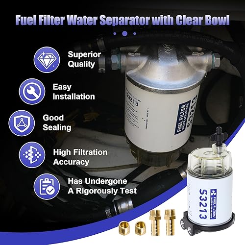 Miniatura 4 de S3213 - Conjunto de filtro separador de agua de combustible compatible con motor fuera de borda marino Mercury Yamaha Racor Sierra Engine Boat 10