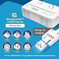 Vista 6 de Ceptics Convertidor de voltaje de viaje -200 W Convertir 220V a 110V para rizador, alisador, cargador Step Down World Power Plug – 4 USB PD 18W
