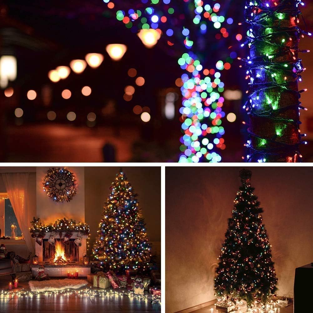 Christmas Independence String Lights 14m 46ft 110 LEDs Outdoor Indoor 8 Modes Twinkle Lights Waterproof Expandable Female and Male Plug in Fairy Lights for Halloween Party Wedding Pubs (Multi-Color)