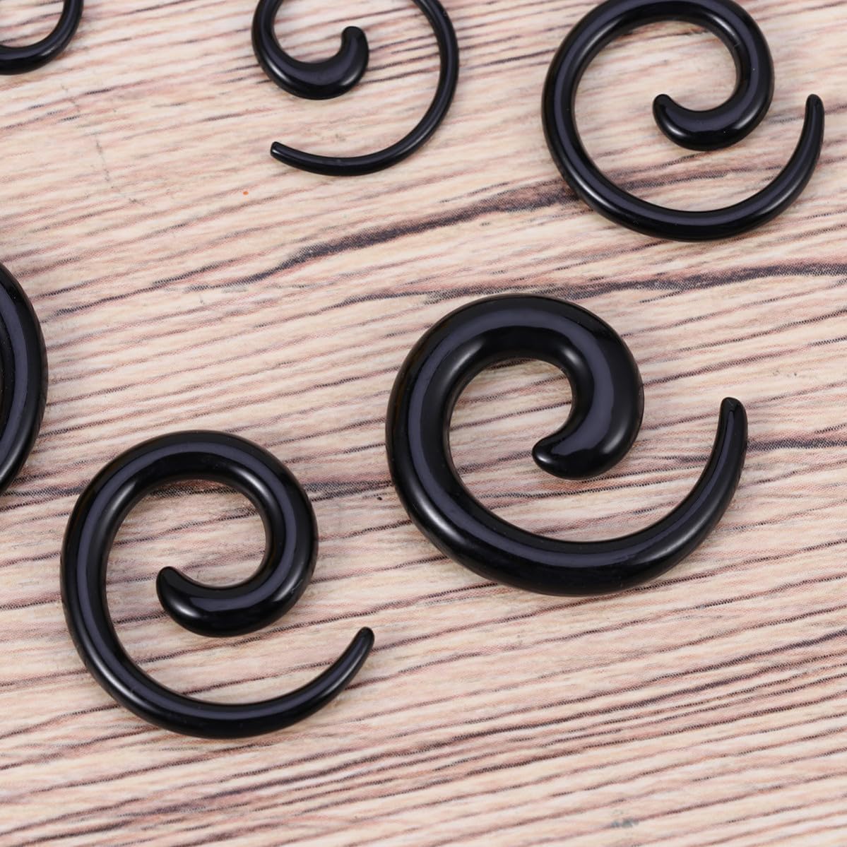 Lurrose 9 Pairs Acrylic Spiral Ear Stretcher Expander Plugs, Black Kit