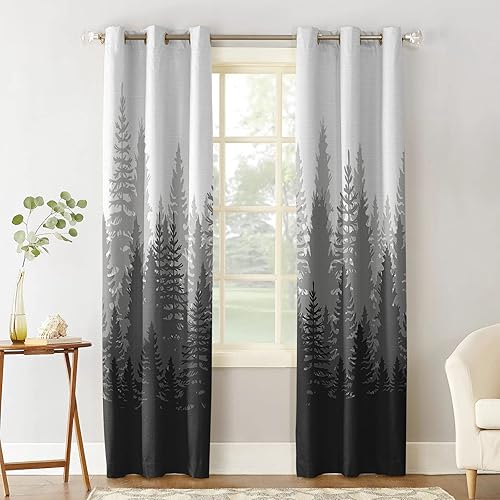 Miniatura 9 de Wpfmhwj Stones Brick Wall Blackout Curtains, 3D Black Retro Print Window Curtains, Thermal Insulated Room Darkening Grommet Drapes 2 Panel Set for