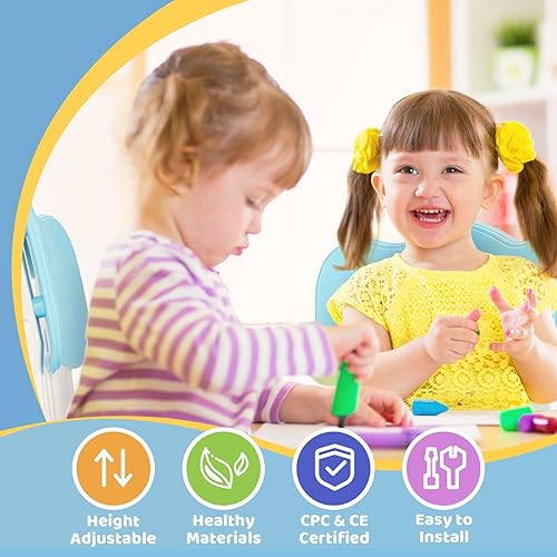 Miniatura 3 de FUNLIO Silla ajustable para niños (2 unidades), silla de 3 niveles de altura ajustable para niños de 3 a 8 años, silla infantil resistente con