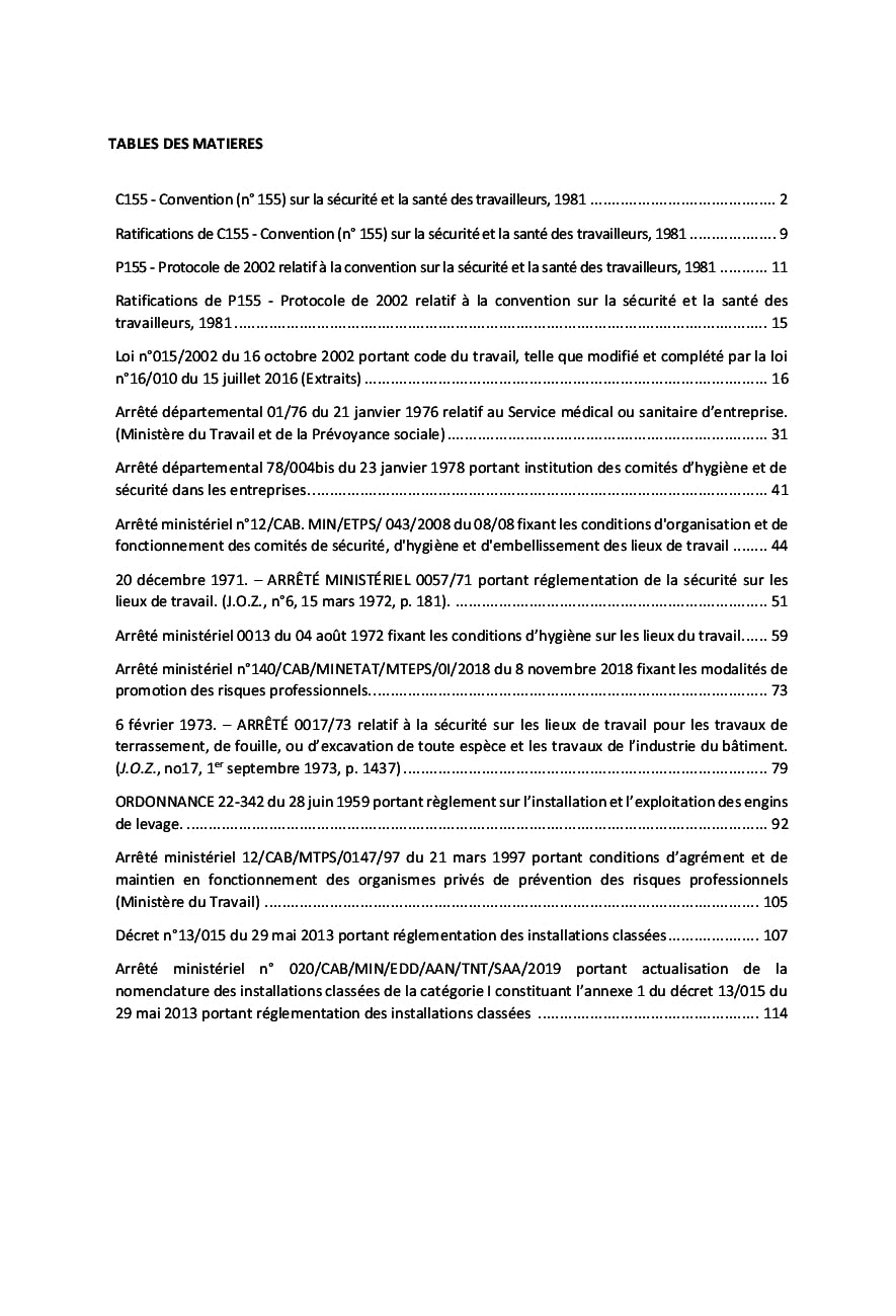Hygiène, Santé et Sécurité au travail en R.D.Congo: Recueil des textes légaux et réglementaires en vigueur au 15 juin 2020