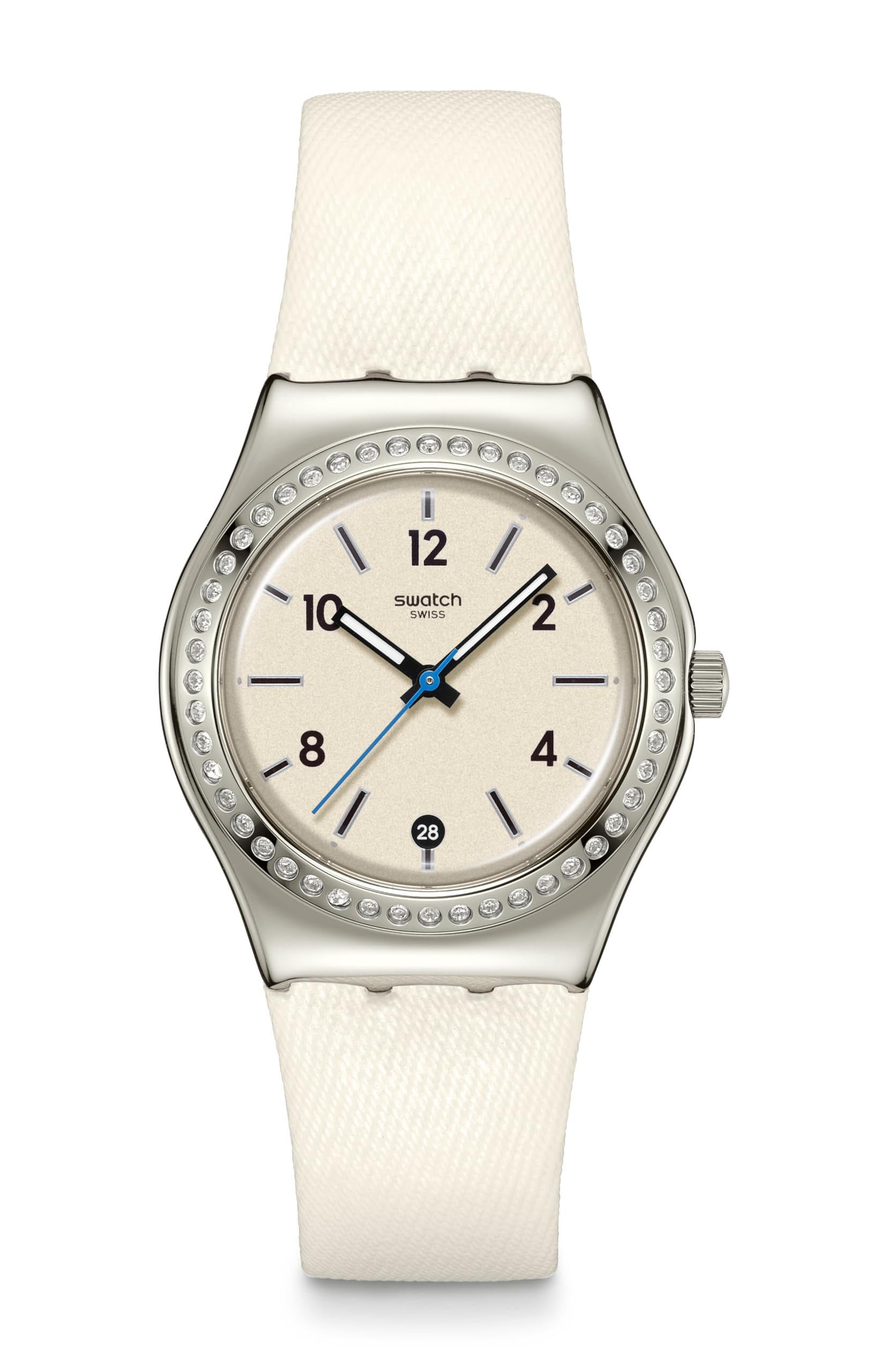 Irony Medium Womens Dress Watch Stainless Steel White Quartz Water Resistant Glacial Petals