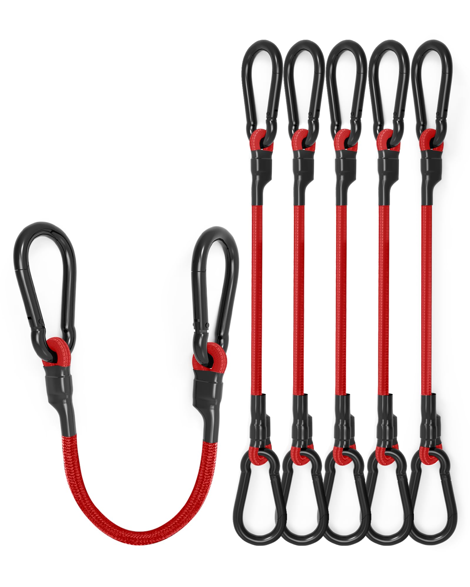 LCUKY Straps 8 Pack 48 Inch Carabiner Bungee Cord with Aluminum Alloy Hooks