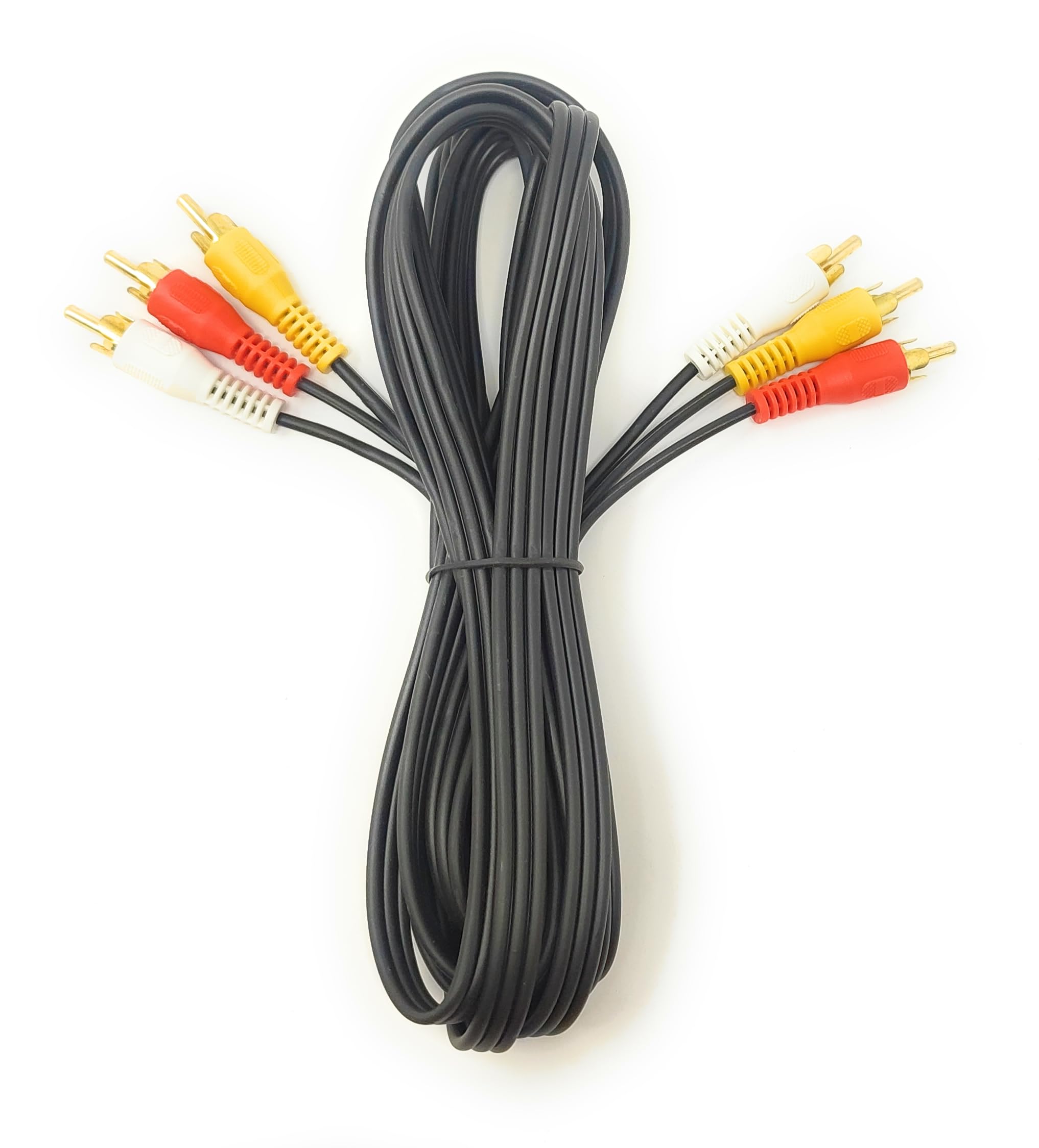 3m Triple 3 x RCA Male to 3 x RCA Male 24K Gold Plated Composite AV Audio Video Cable Compatible with Set-Top Box, Speaker